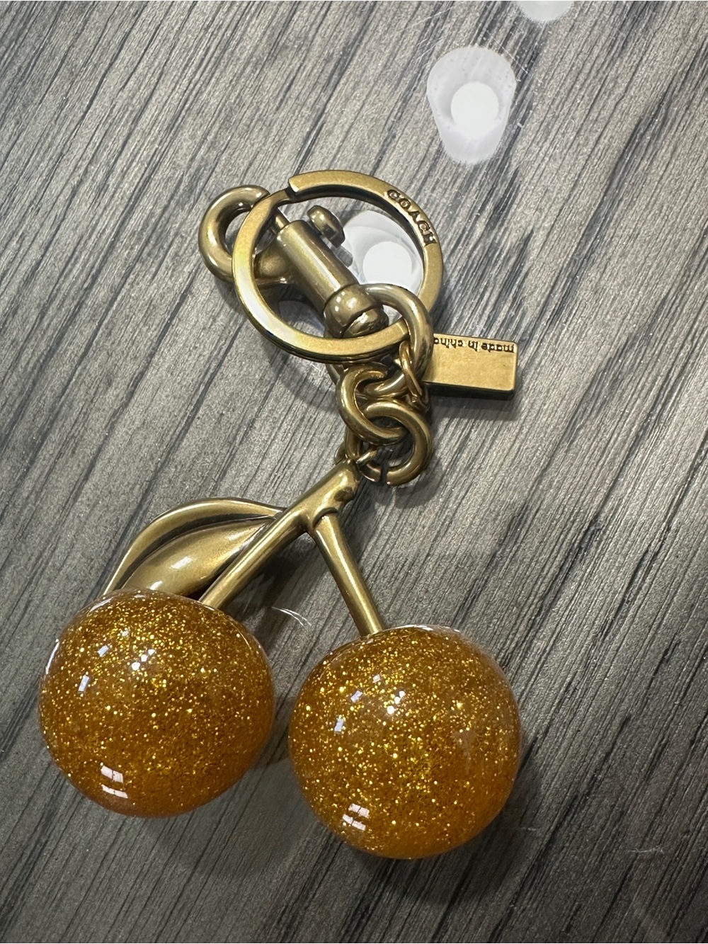 COACH Gold-Tone Glitter Cherry Key Charm - Picture 2 of 2